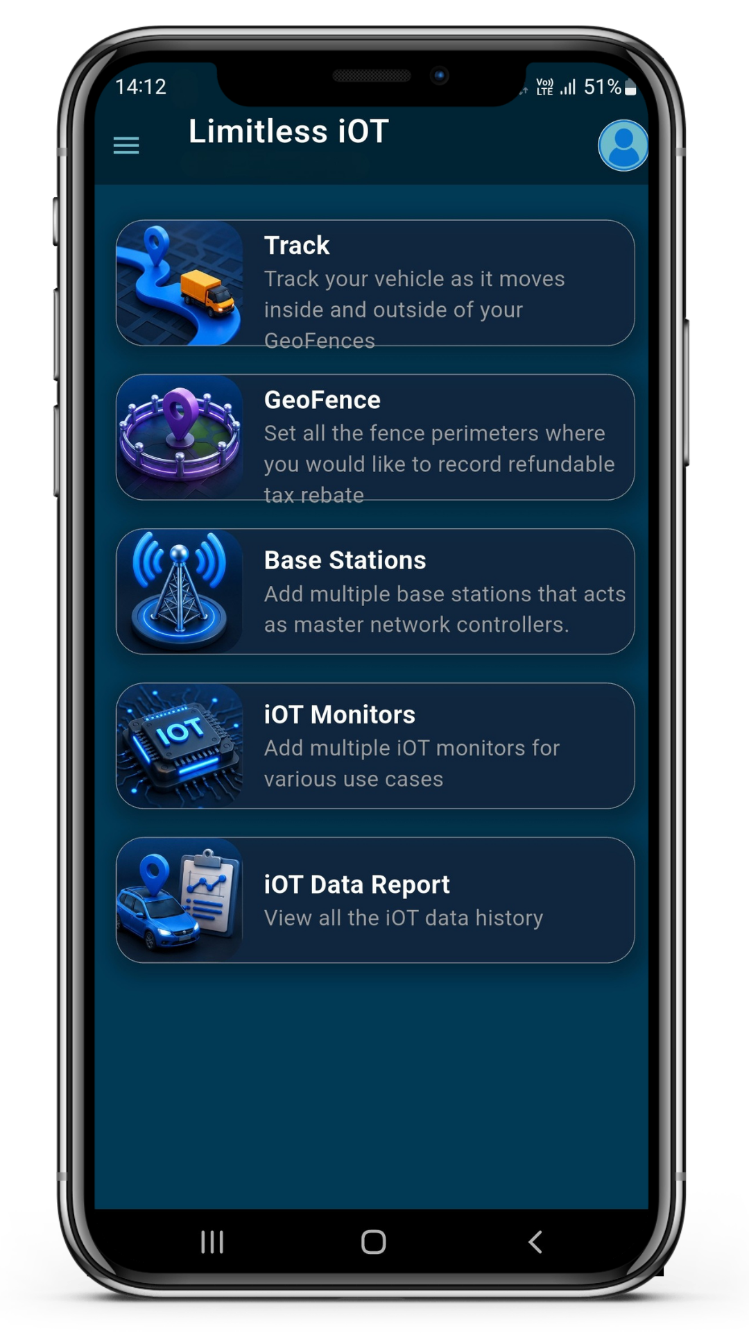Limitless IoT app screen